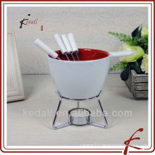 ceramic fondue cookware set with fork